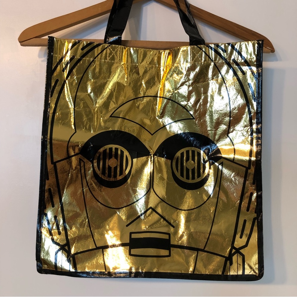 Metallic Star Wars C-3PO R2-D2 Tote Bag NWT
